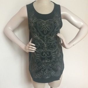 Lucky Brand sleeveless embroidered top